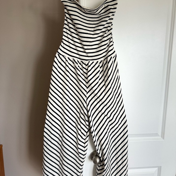 Striped Black and White Jumpsuit - Picture 1 of 5